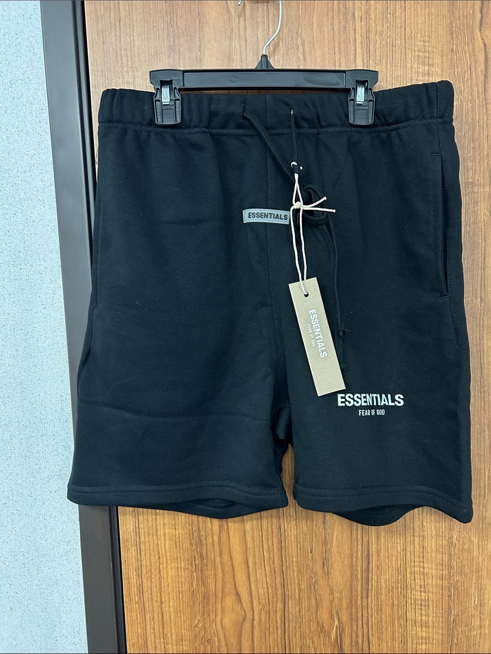 Essentials Men’s Black Athletic Shorts with Logo